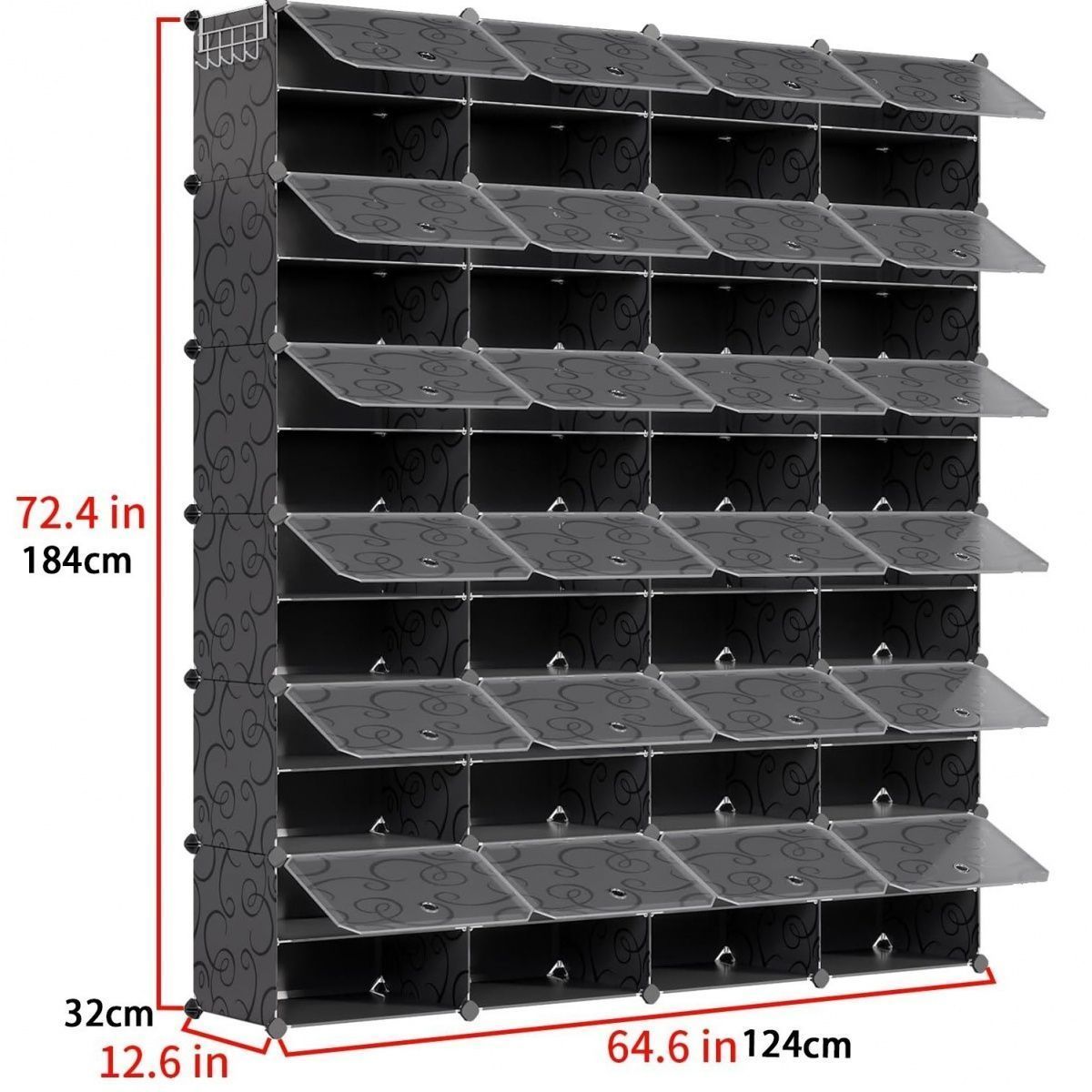 Cross-border best-selling black embossed and white embossed vertical shoe storage cabinet, simple splicing, multi-layer shoe rack at the door detail image 7