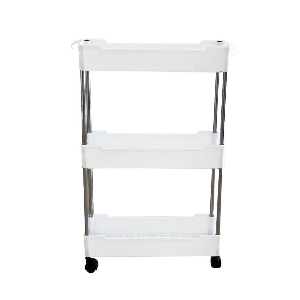 Stainless steel pipe wheeled trolley storage rack, bathroom washbasin, seam plastic storage rack, multi-layer toilet rack detail image 13
