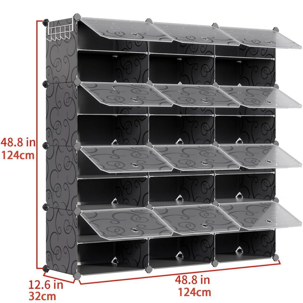 Cross-border best-selling black embossed and white embossed vertical shoe storage cabinet, simple splicing, multi-layer shoe rack at the door detail image 9