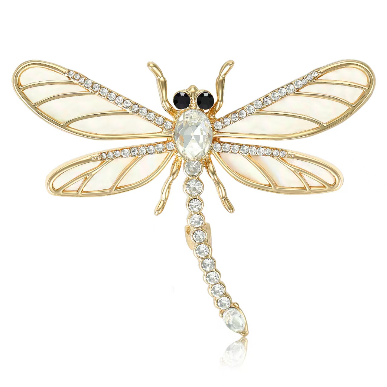 Cross-border best-selling European and American alloy rhinestone dragonfly brooch, fashionable and elegant women's suit coat brooch accessory pin Application Scenario
