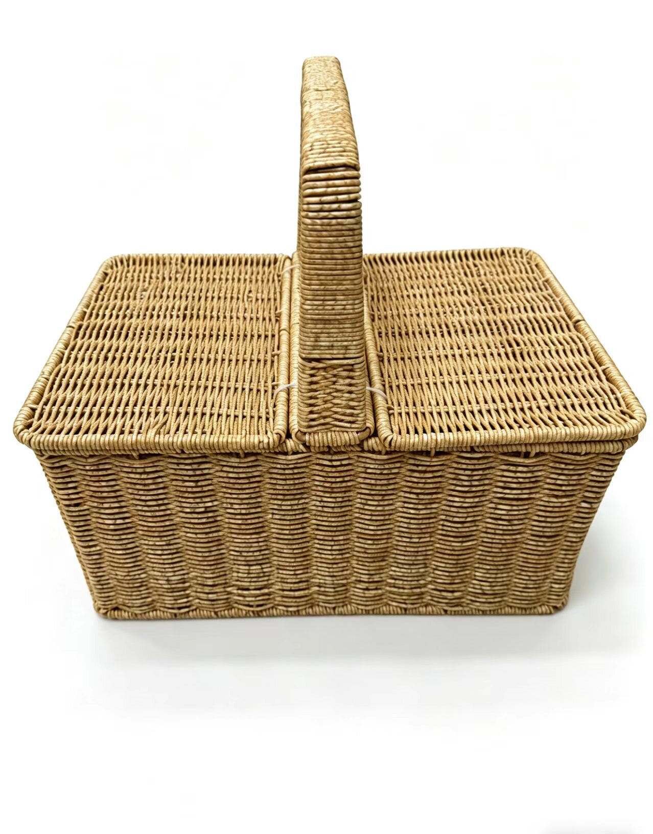 Imitation rattan woven storage basket, plastic PP material woven rope storage basket, dirty clothes basket storage basket, household storage fruit basket, flower basket, book storage basket, covered basket