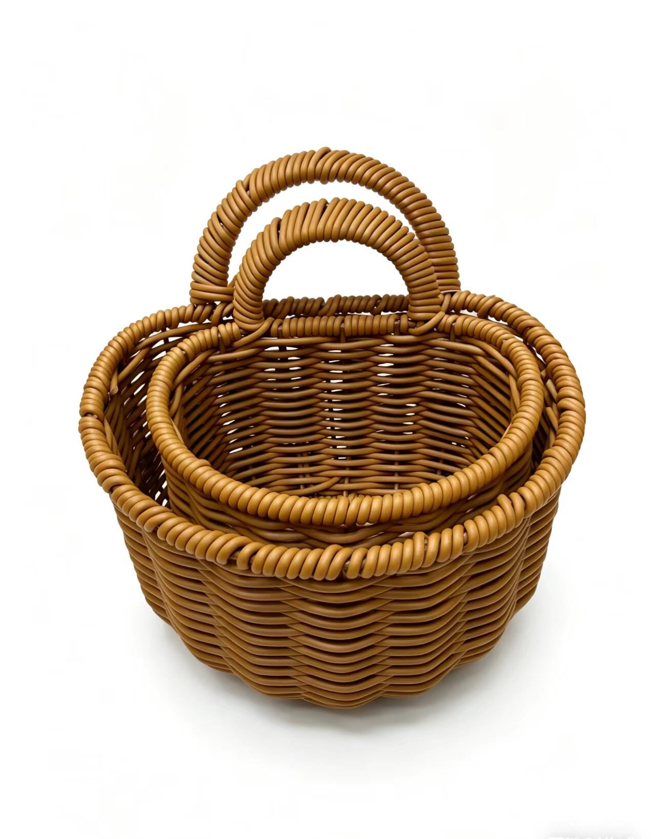 Imitation rattan woven semi-circular wall hanging basket, wall flower stand basket details Picture