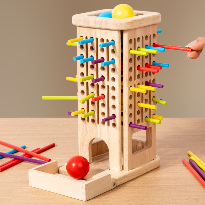Children's educational Leaning Tower of Pisa Wooden Board three-in-one game, colorful drawing sticks, parent-child early education and educational interactive toys Specification image