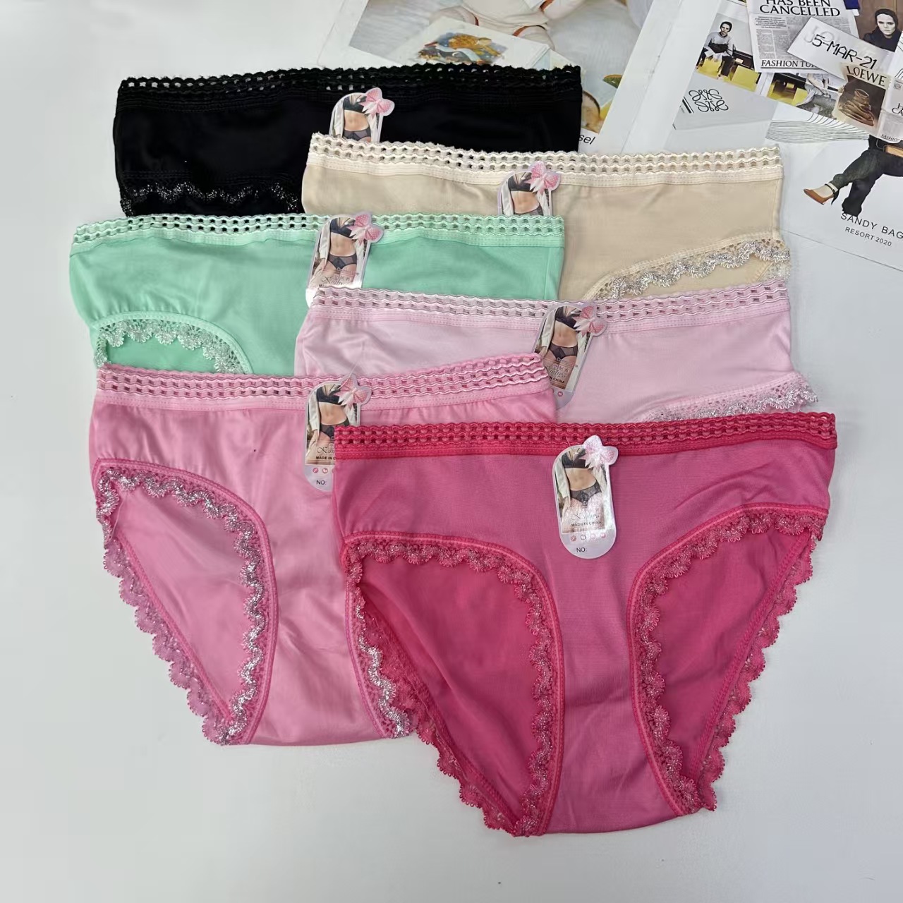 DD-551-4 #XL Export Underwear, Women's underwear, Milk Silk Print lace edge Women's underwear, Sexy solid color Women's underwear, Women's briefs, underwear QNI Item Picture