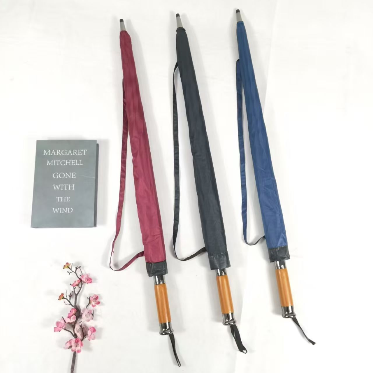 70cm全纤维黑胶防木柄高尔夫伞雨伞