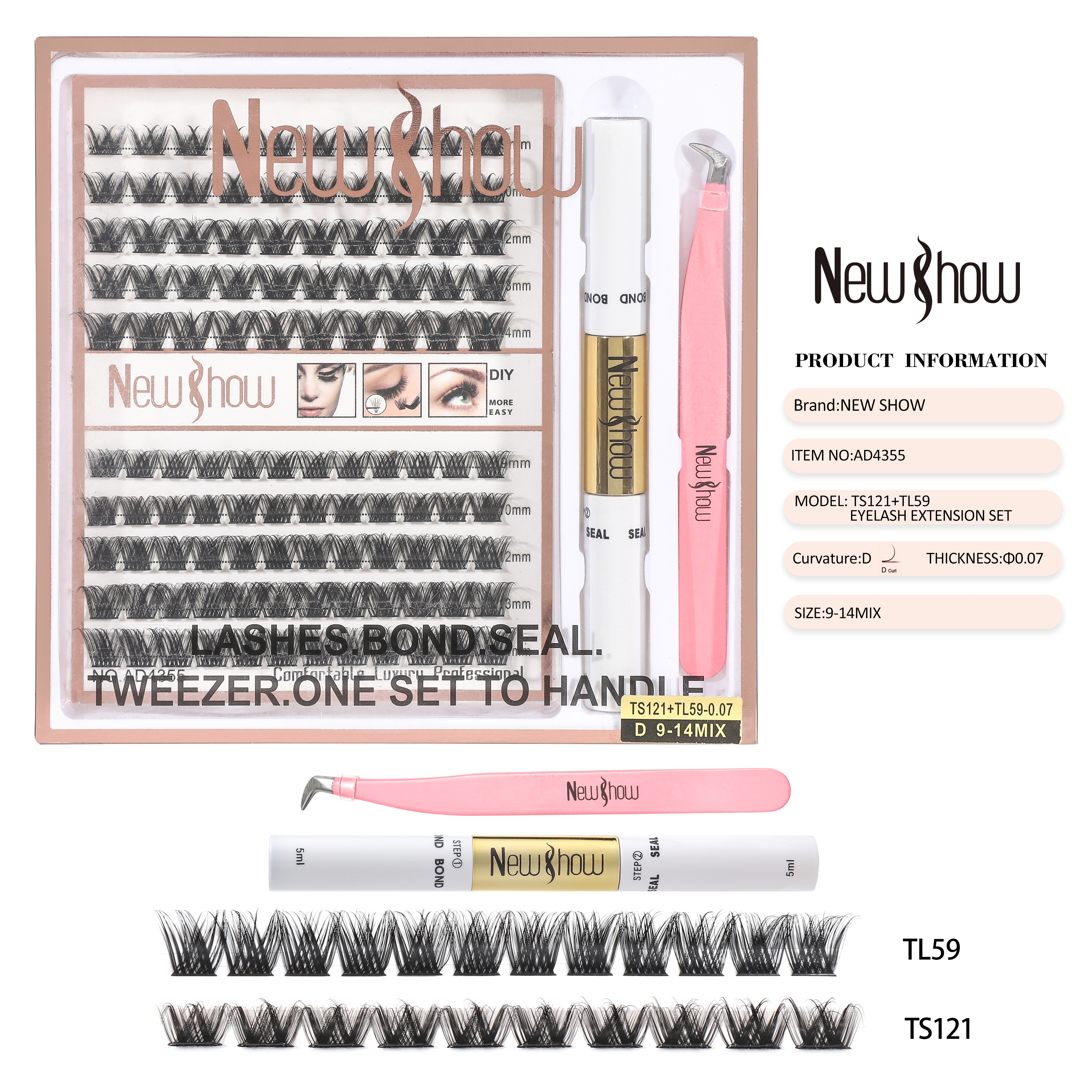 False eyelash set, double-headed glue raincoat, loose hair 20P+30PNEW SHOW eyelash extension DIYLASHES Specification image
