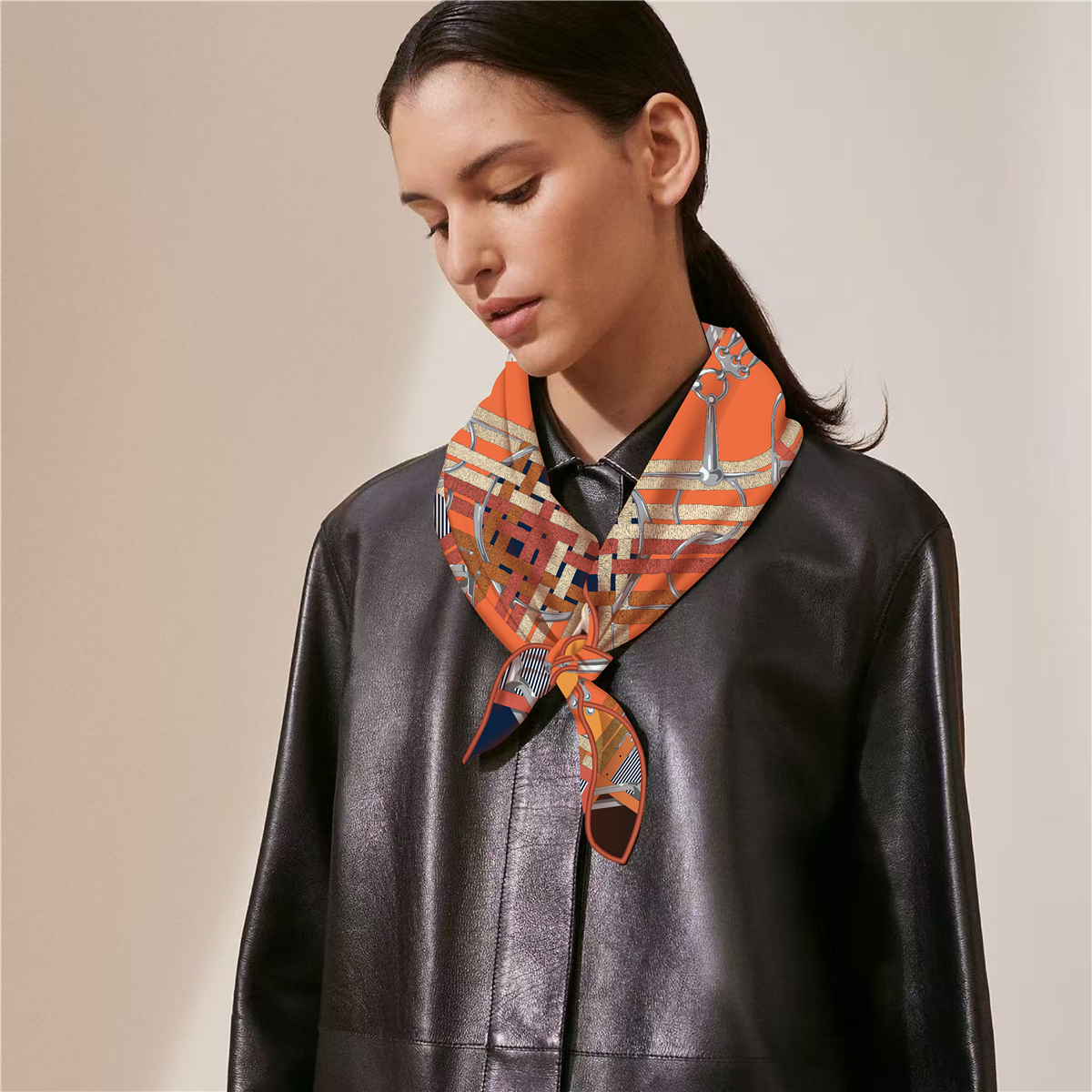 The 2026 new multi-purpose commuting silk scarf is a great match for artistic style. The 70-square-meter double-sided differently colored strapless hair band details Picture