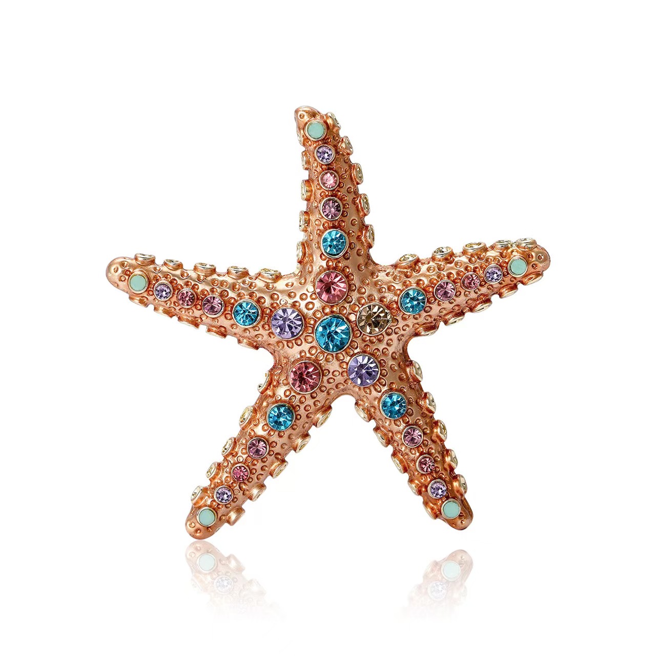 Beach tropical style alloy rhinestone starfish brooch, high-end and fashionable design sense brooch Specification image