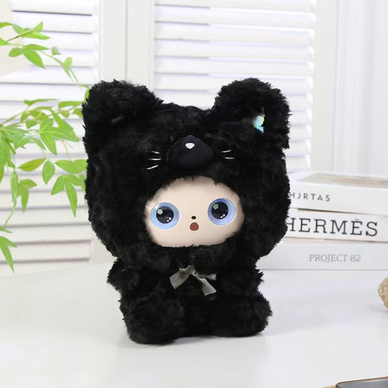 黑色猫咪造型毛绒玩具AI星星人玩偶软萌可爱居家装饰礼物