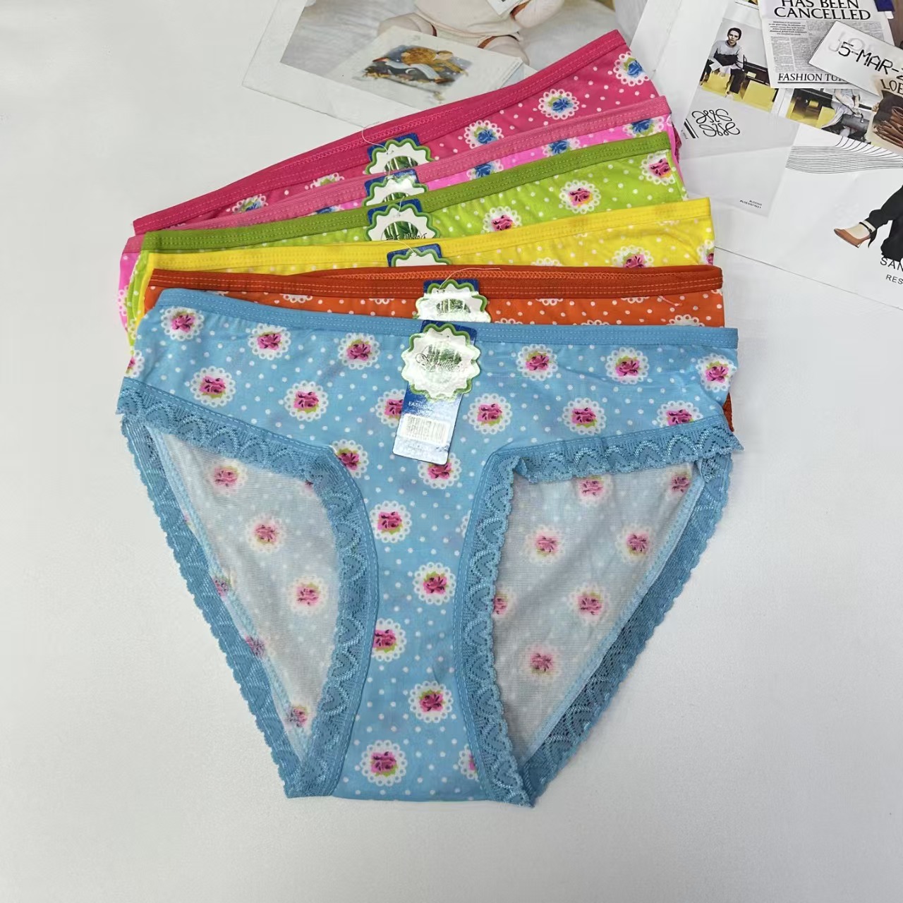 DD-8043 #XL export Underwear, women's underwear, milk silk screen printed lace edge Women's underwear, sexy color printed pattern Women's underwear, Women's triangle pants underwear, underwear QNI Specification drawing