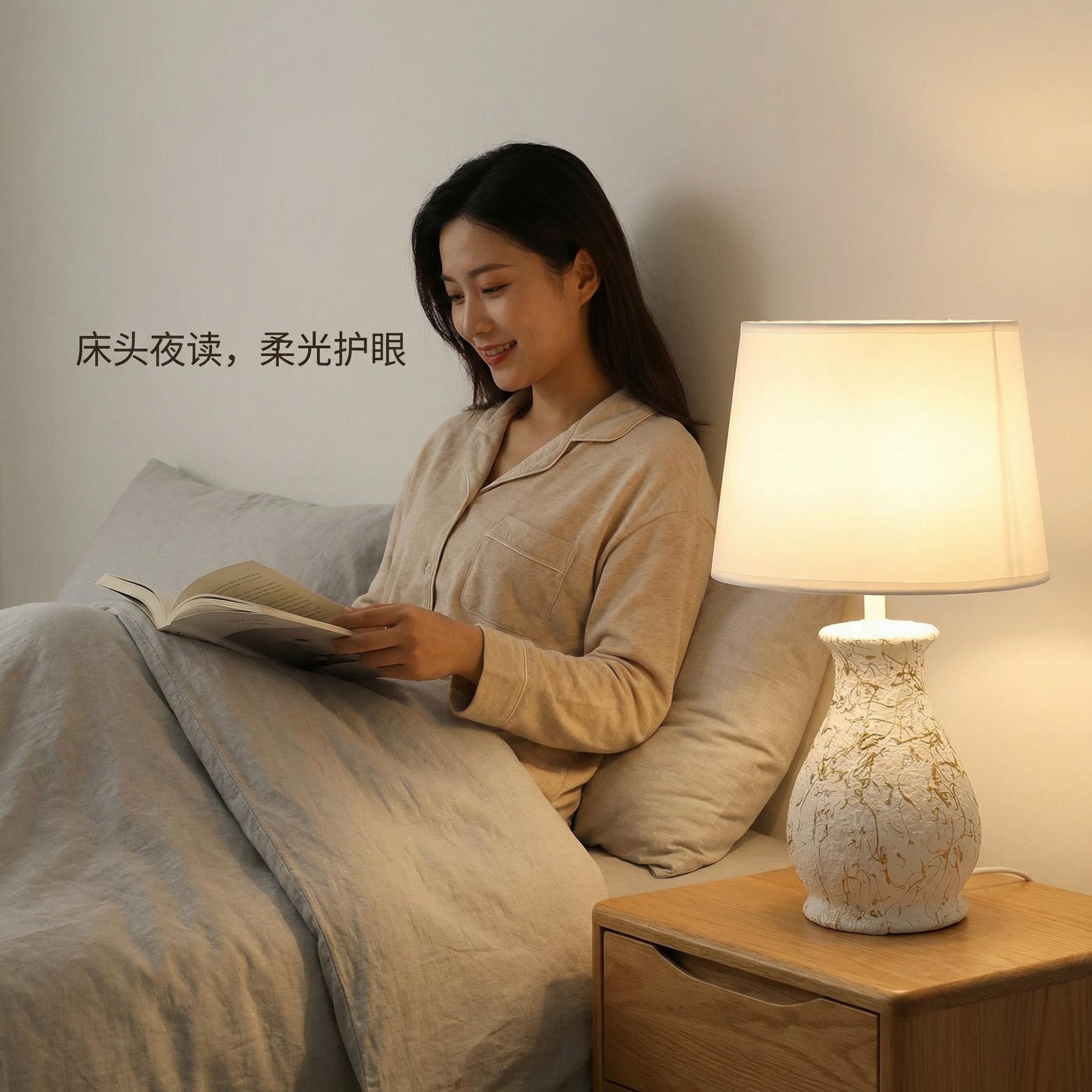 Gold-patterned white porcelain artistic table lamp, starry sky sunset lamp, birthday gift ceramic table lamp Application Scenario