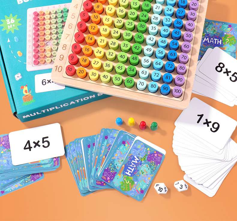 Cross-border children's wooden three-in-one 99 multiplication table board, number board, early education primary school students' math intelligence teaching toy detail image 3