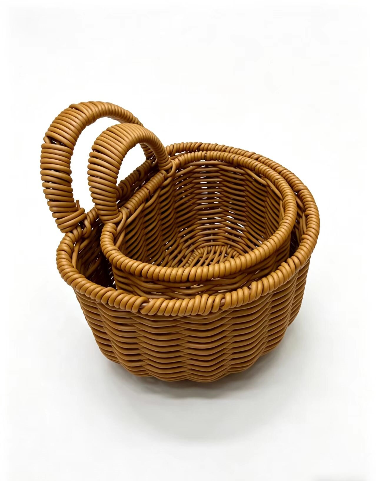 Imitation rattan woven semi-circular wall hanging basket, wall flower stand basket