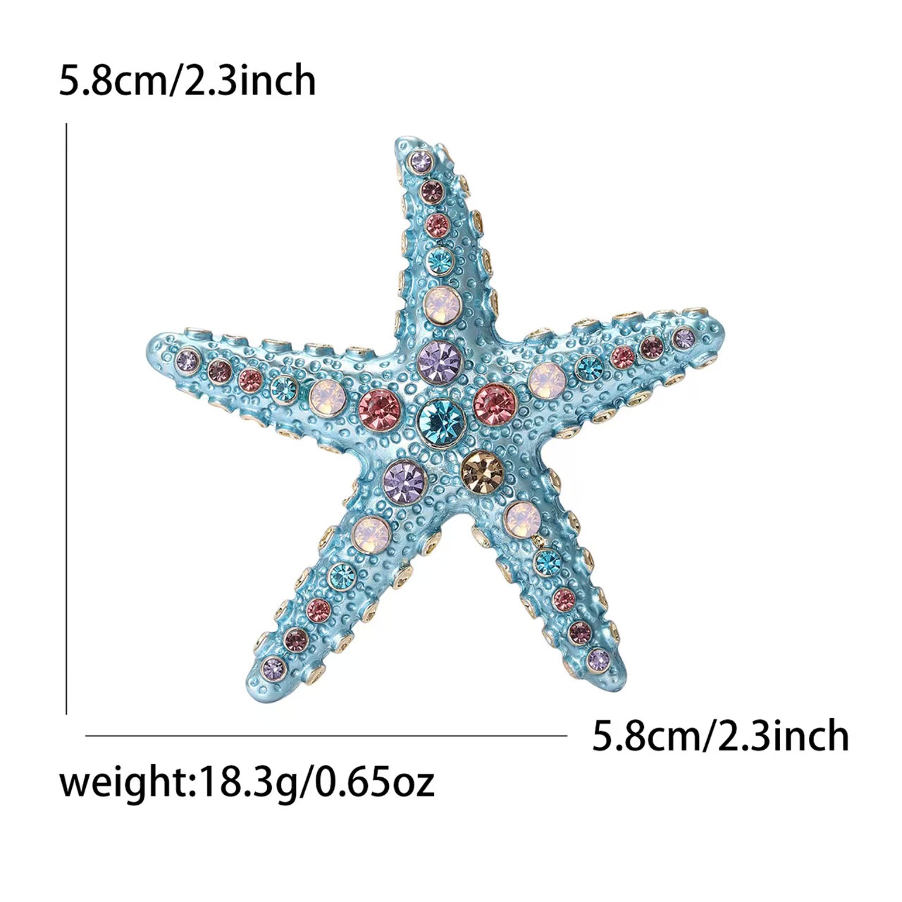 Beach tropical style alloy rhinestone starfish brooch, high-end and fashionable design sense brooch Application Scenario