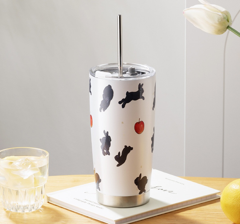 Stainless steel insulated water cup with straw Specification image