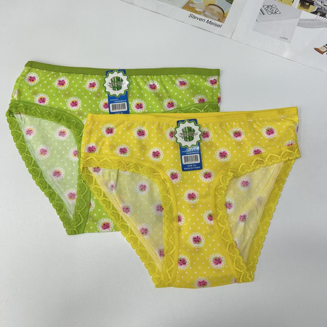 DD-8043 #XL export Underwear, women's underwear, milk silk screen printed lace edge Women's underwear, sexy color printed pattern Women's underwear, Women's triangle pants underwear, underwear QNI details Picture