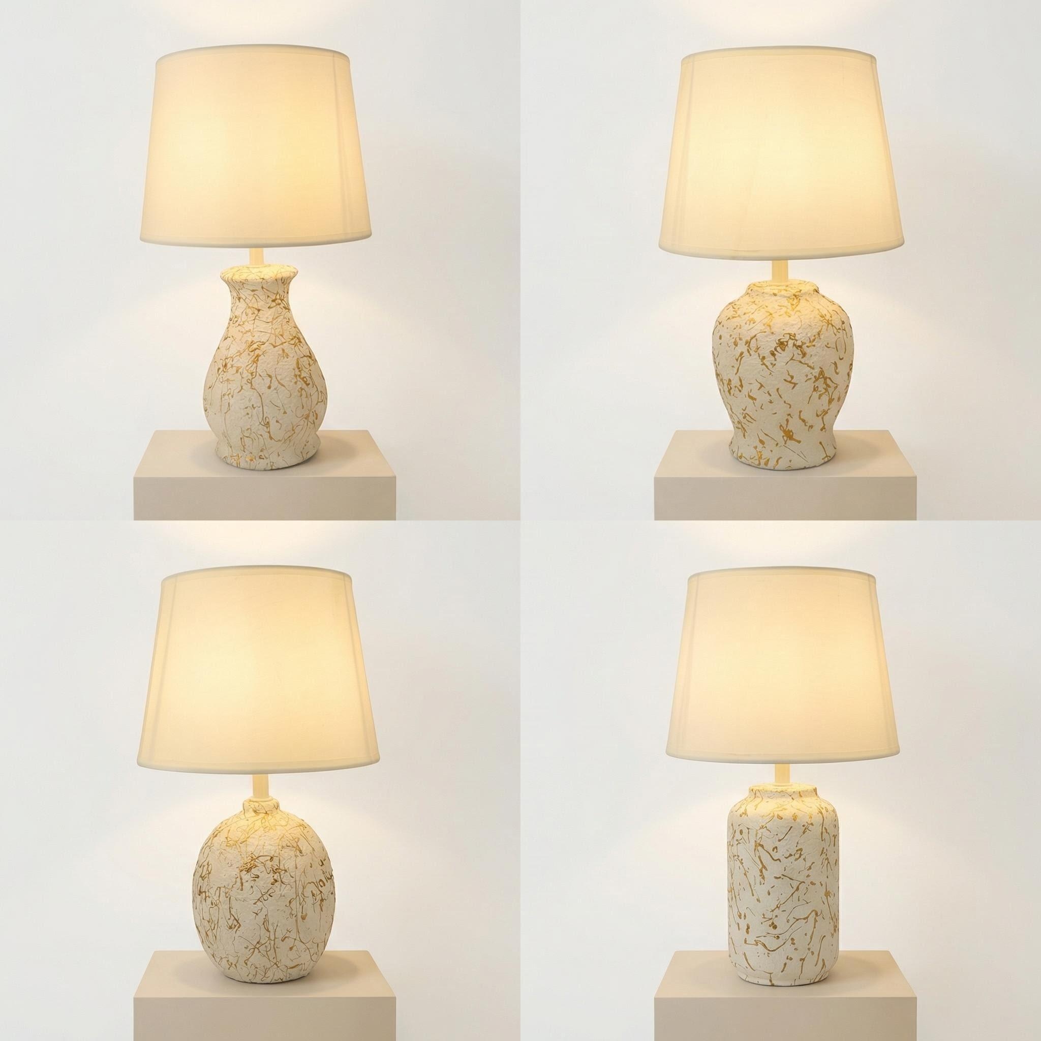 Gold-patterned white porcelain artistic table lamp, starry sky sunset lamp, birthday gift ceramic table lamp pic 2