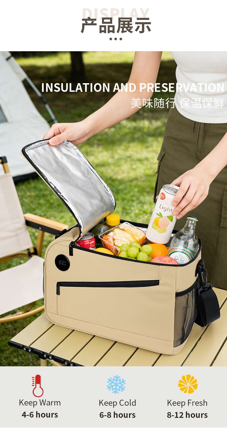 The new handbag thermometer shows that the insulated bag can be slanted across the camping bag, student trend outdoor fresh-keeping ice bag Item Picture