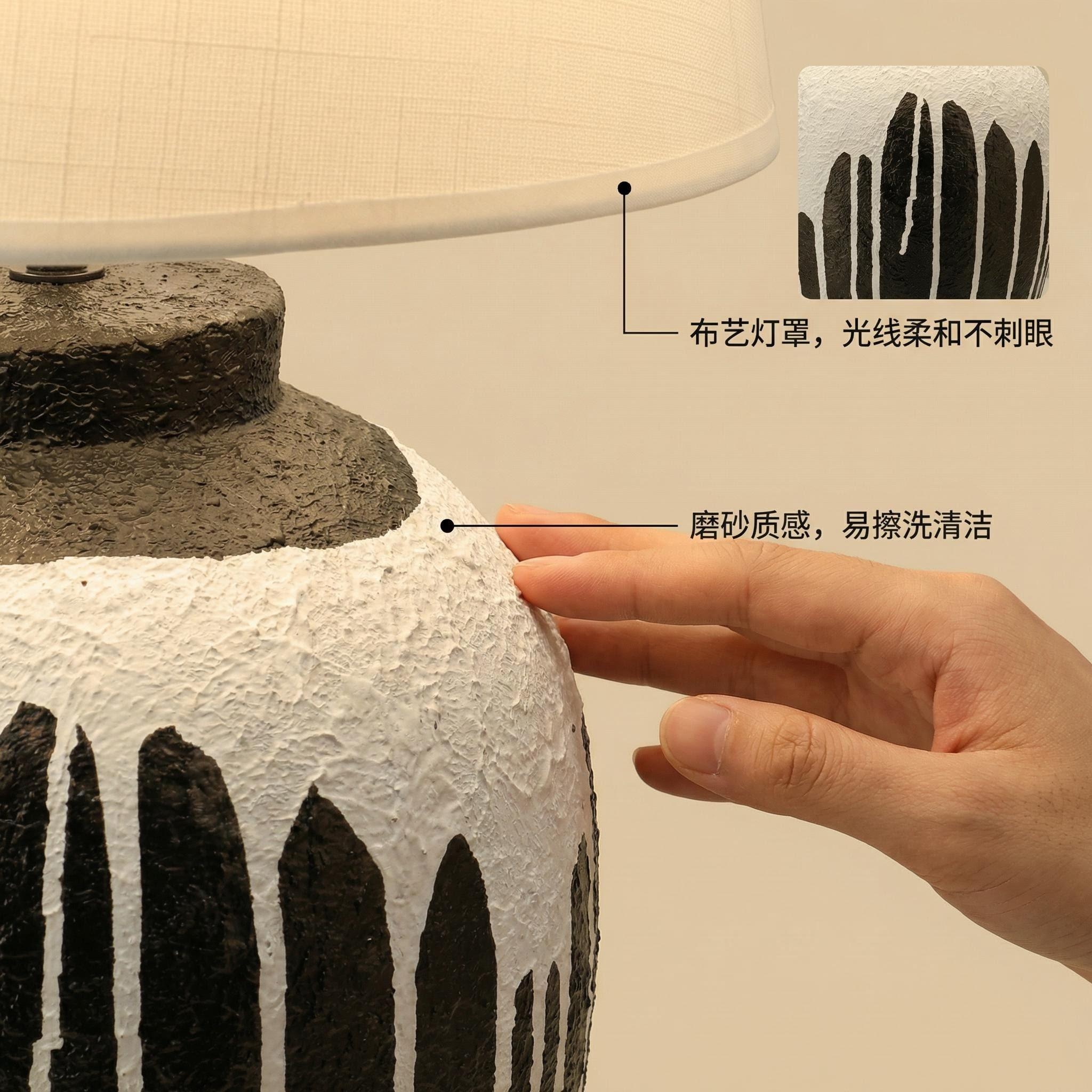 In 2026, Jilian's new ink-wash art ceramic table lamp with lotus seat is a simple and modern home decoration Specification image