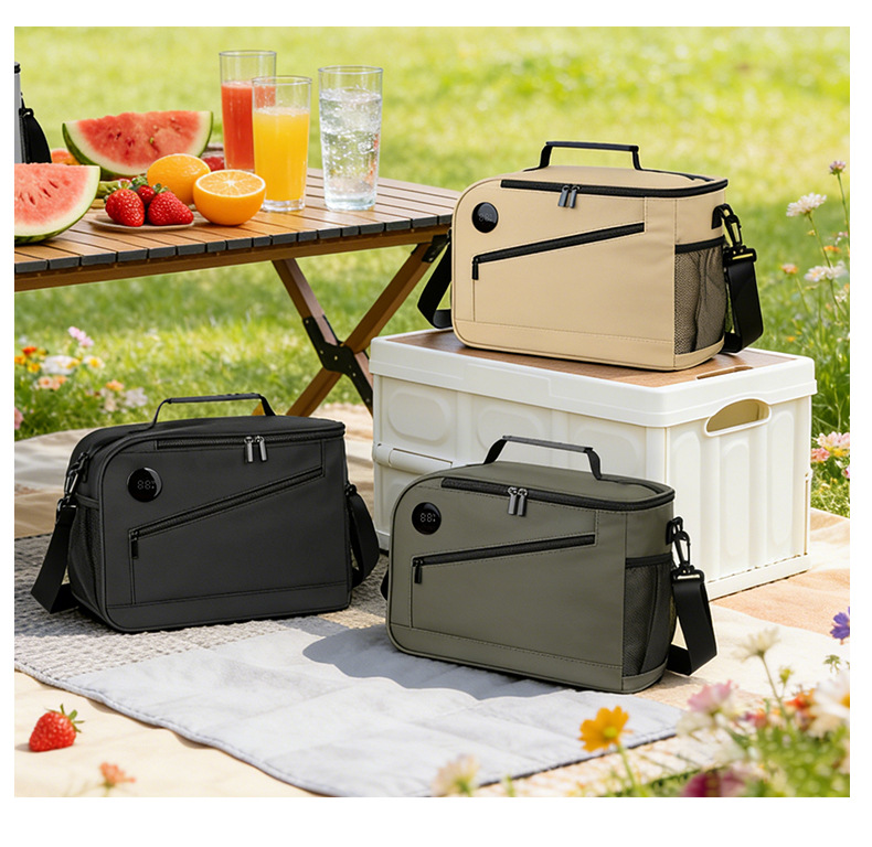 The new handbag thermometer shows that the insulated bag can be slanted across the camping bag, student trend outdoor fresh-keeping ice bag details Picture