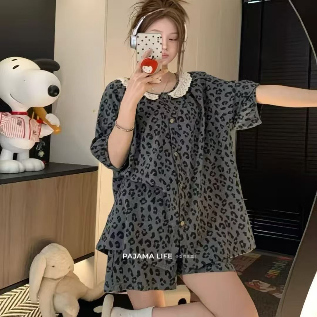 Printed women's home wear set, sexy pajamas and pajama pants, comfortable and breathable for women at home