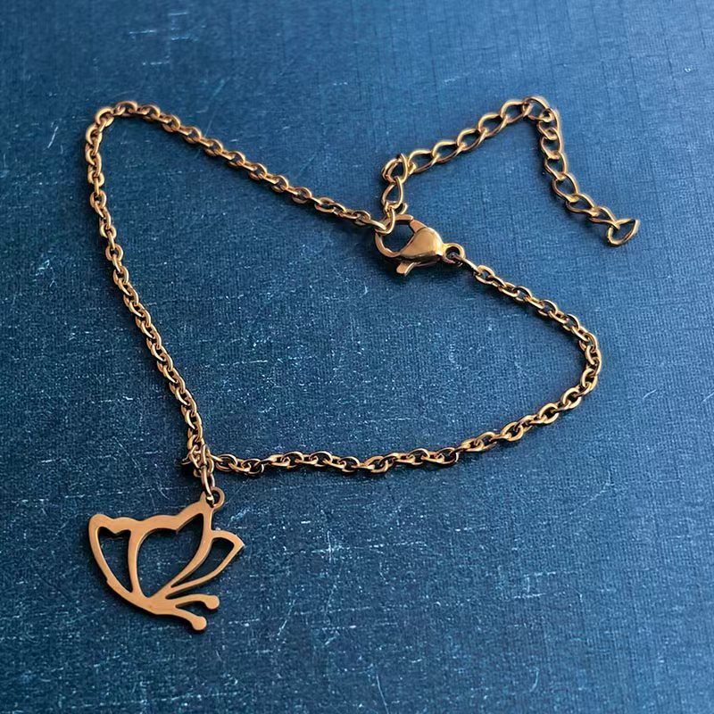 Cross-border foreign trade titanium steel and stainless steel creative hollowed-out animal butterfly DIY jewelry accessories, bracelets, pendants and pendants trend detail image 7