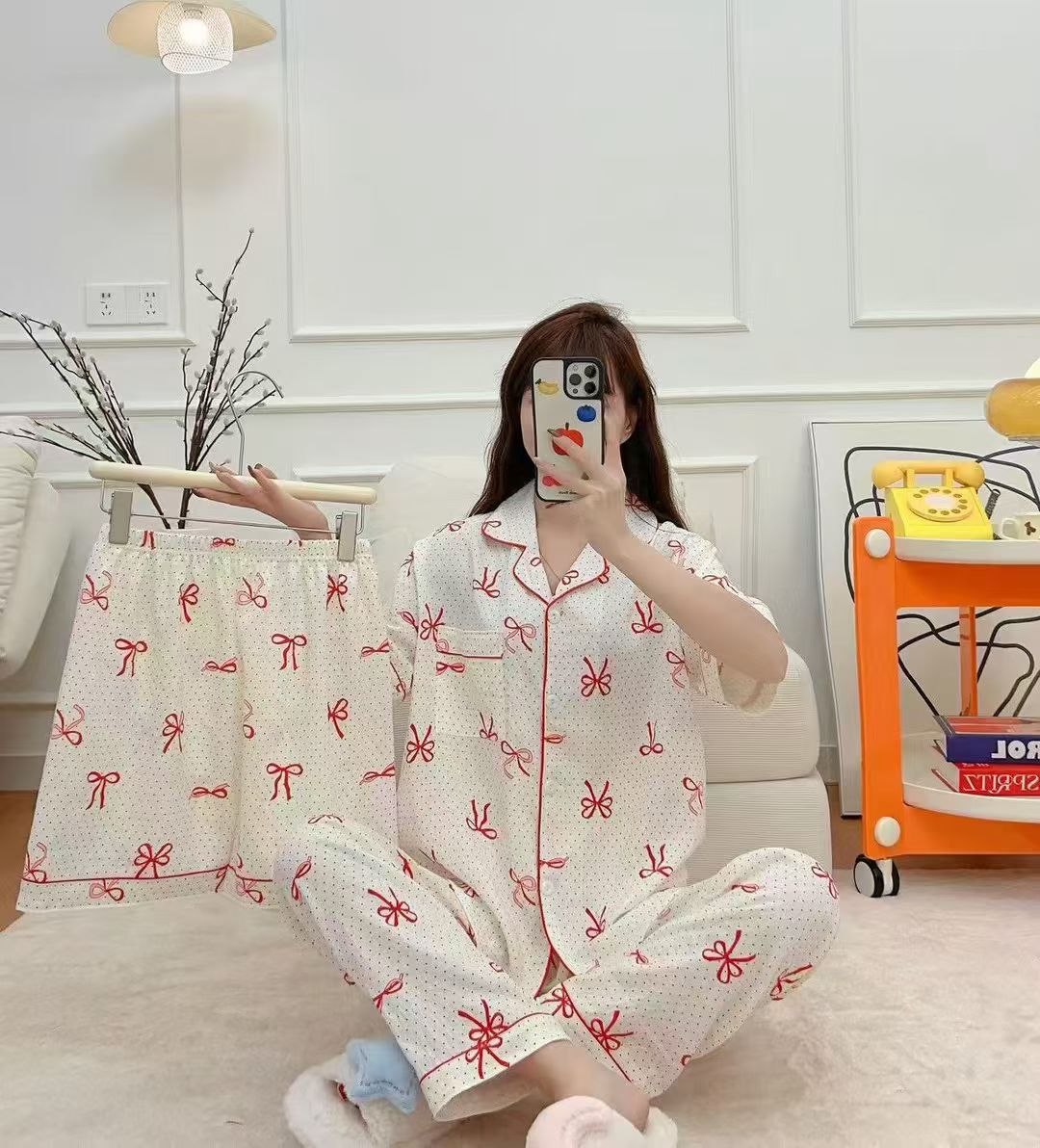 Korean long-sleeved pajama for women, cross-border uniform size pajama pants for women, comfortable and breathable pajama for women, Korean version