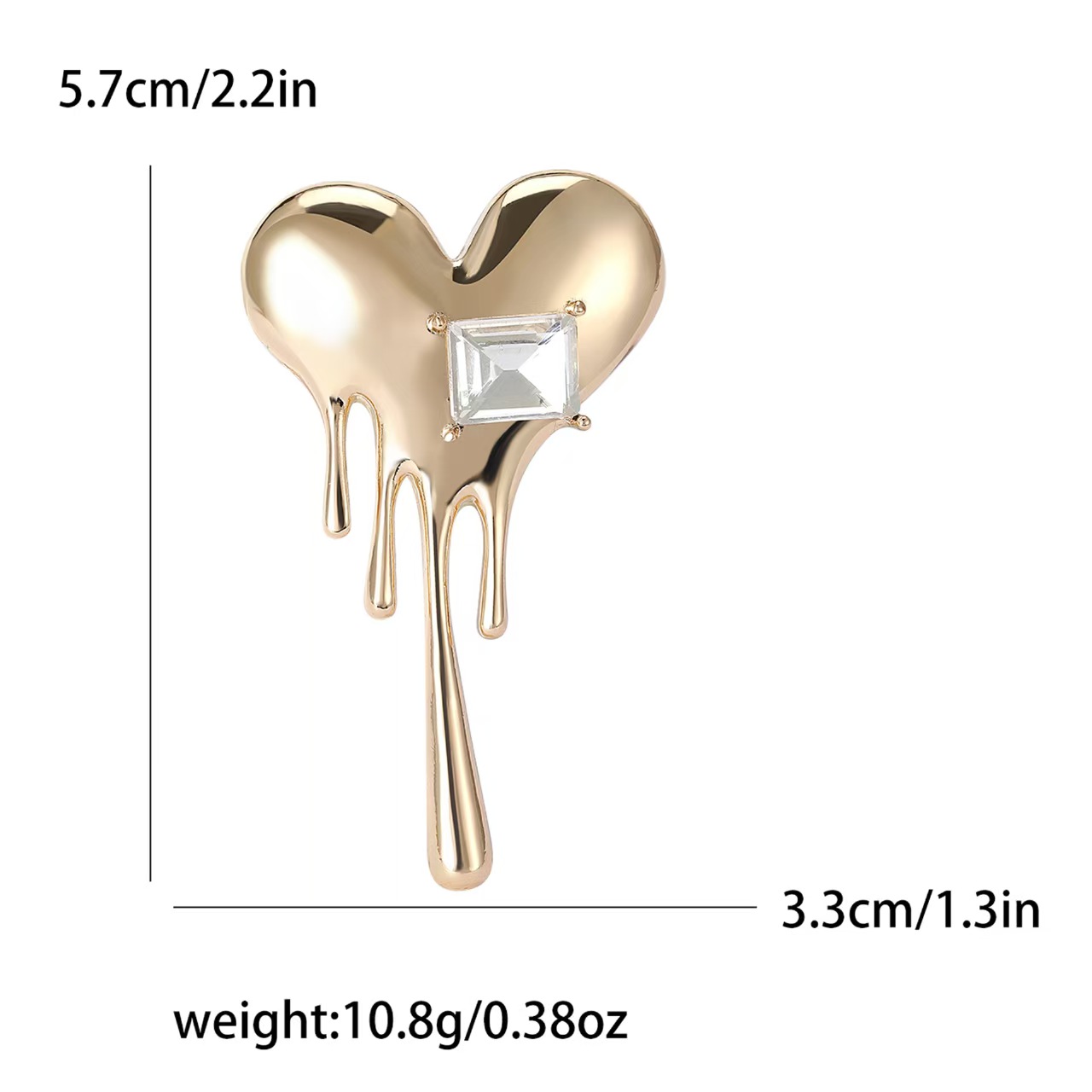 Cross-border fashion and creative smooth melting heart brooch, alloy rhinestone, versatile coat, shirt collar needle and accessory Application Scenario