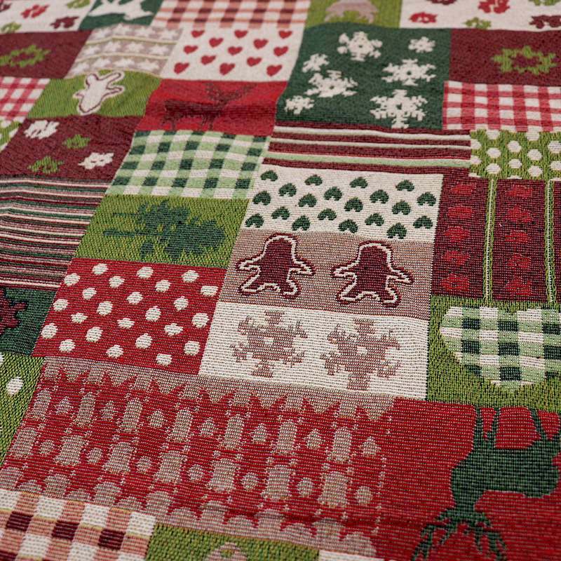 Christmas-themed tablecloth, polyester-cotton yarn-dyed fabric, DIY throw pillow fabric clothing