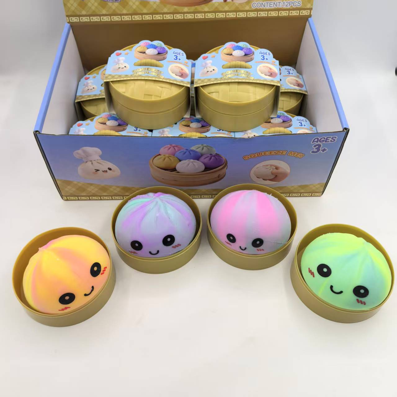 Two-color expression large steamed bun cage, creative and cute expression simulation steamed buns factory direct sales details Picture