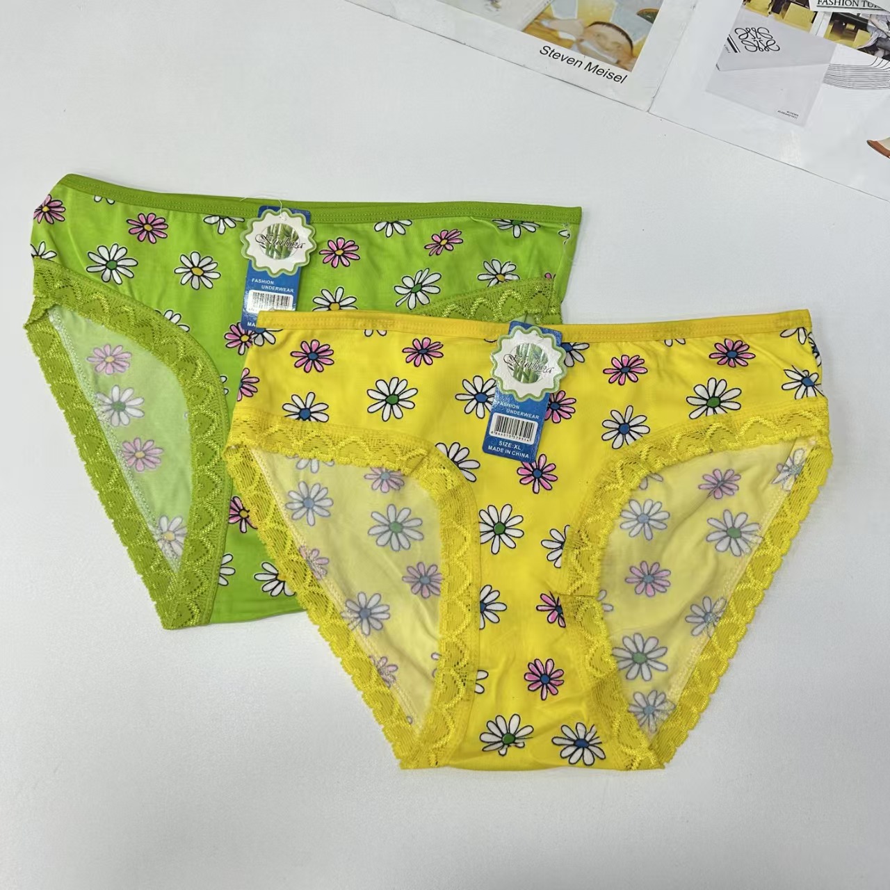 DD-8540 #XL export Underwear, Women's underwear, Milk Silk screen printed lace edge Women's underwear, Sexy printed Women's underwear, Women's briefs, underwear, QNI details Picture