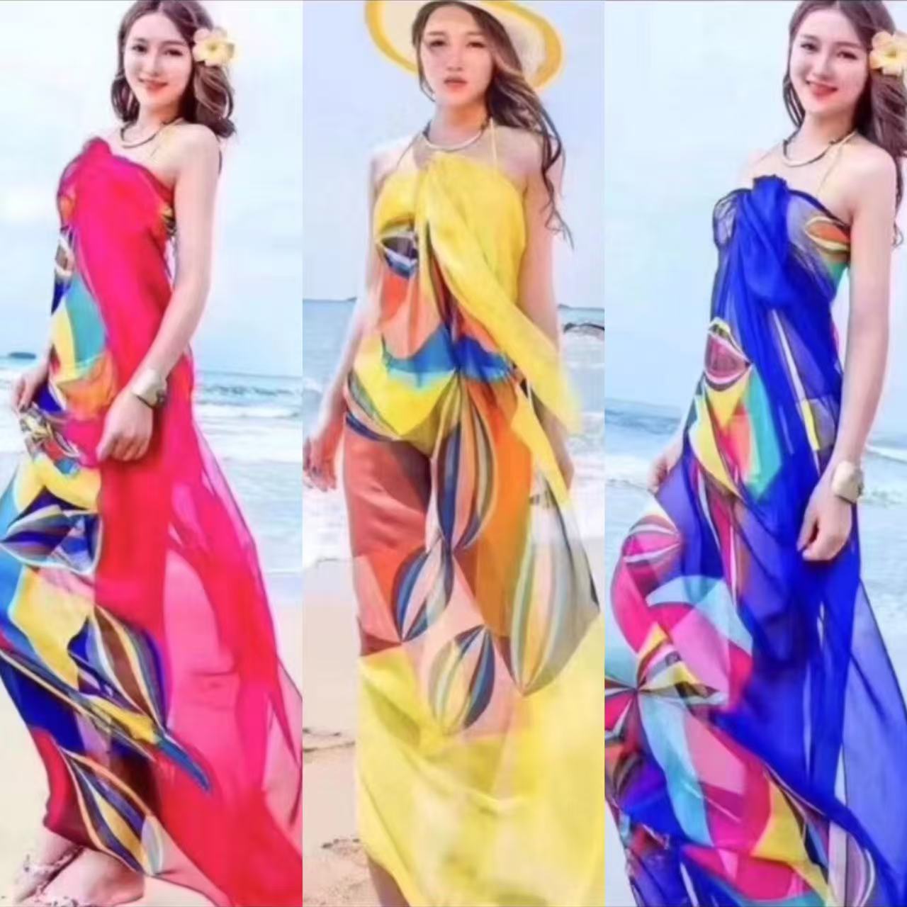 长款丝巾夏天