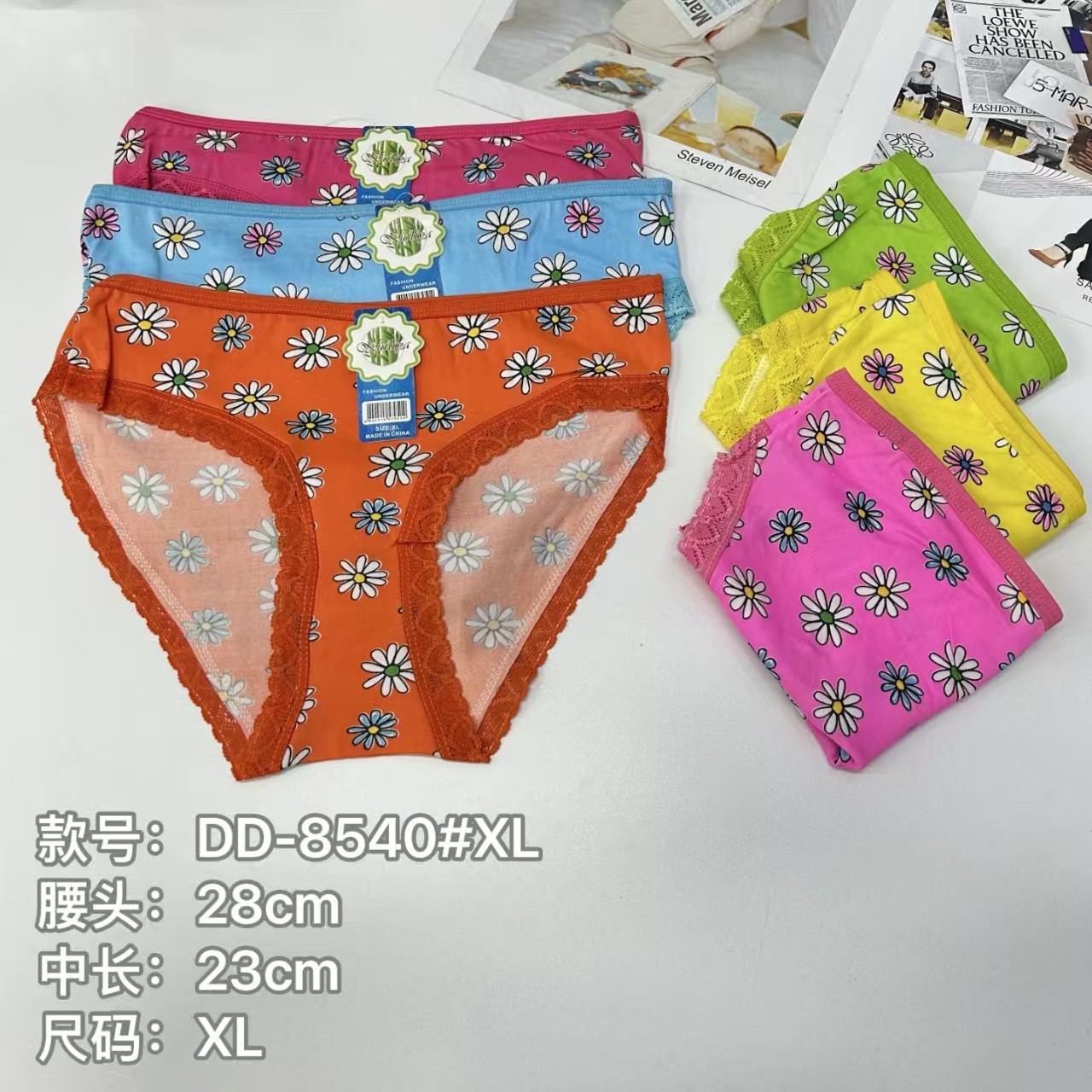 DD-8540 #XL export Underwear, Women's underwear, Milk Silk screen printed lace edge Women's underwear, Sexy printed Women's underwear, Women's briefs, underwear, QNI full figure