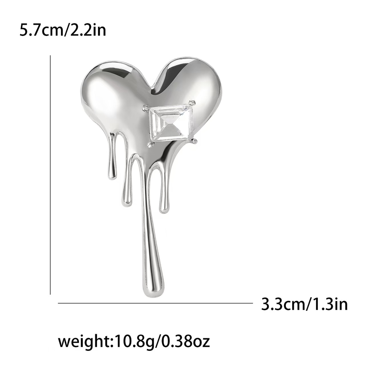 Cross-border fashion and creative smooth melting heart brooch, alloy rhinestone, versatile coat, shirt collar needle and accessory Item Picture