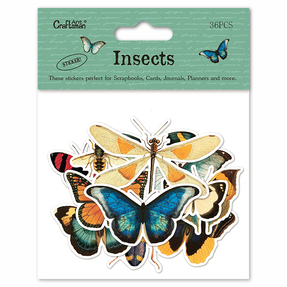 Journal /scrapbook/ Card /diy Paper Art Butterfly, Dragonfly, Insect Paper sticker set full figure