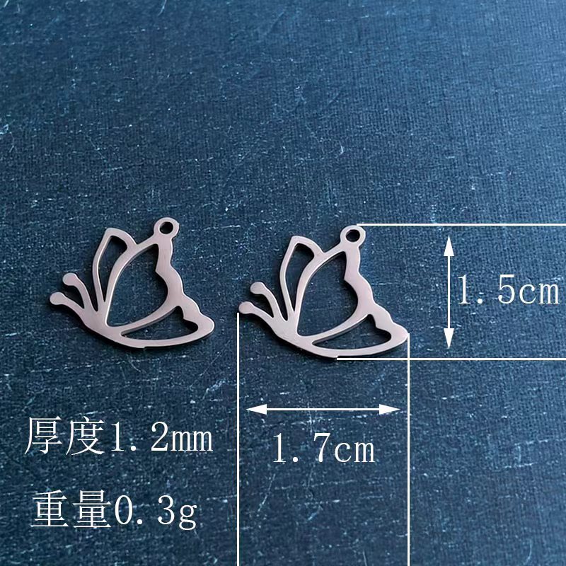 Cross-border foreign trade titanium steel and stainless steel creative hollowed-out animal butterfly DIY jewelry accessories, bracelets, pendants and pendants trend detail image 2