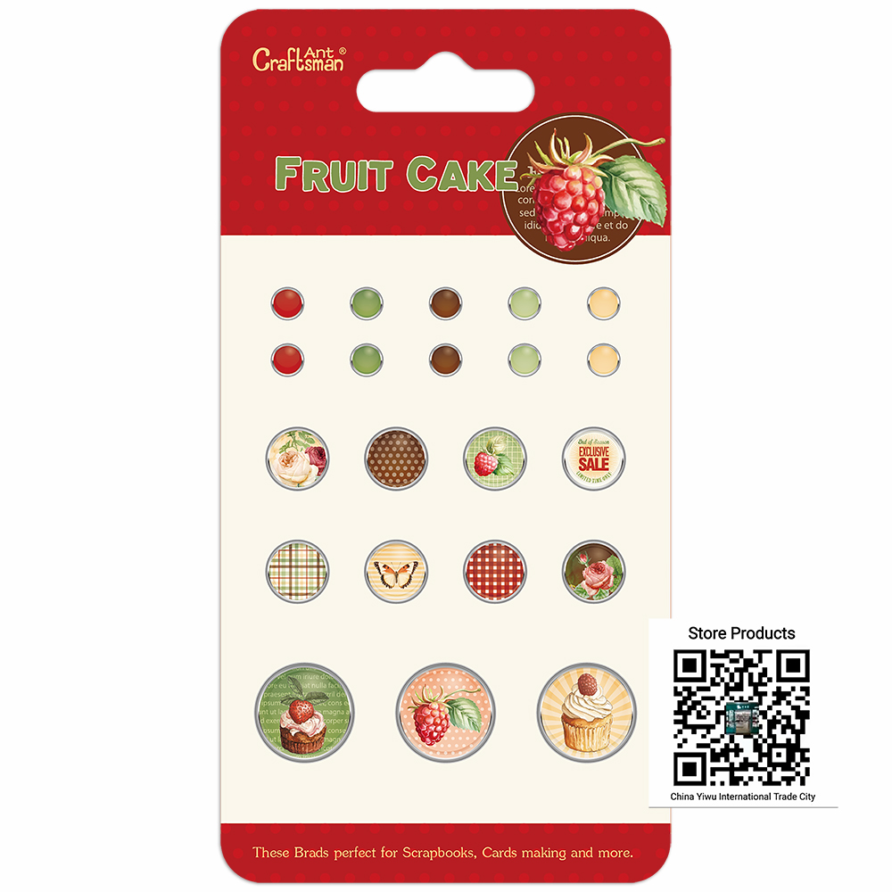 Fruit Cake Themed Round Decorative Metal Brads for Scrapbooking, Card Making & DIY Paper Crafts full figure