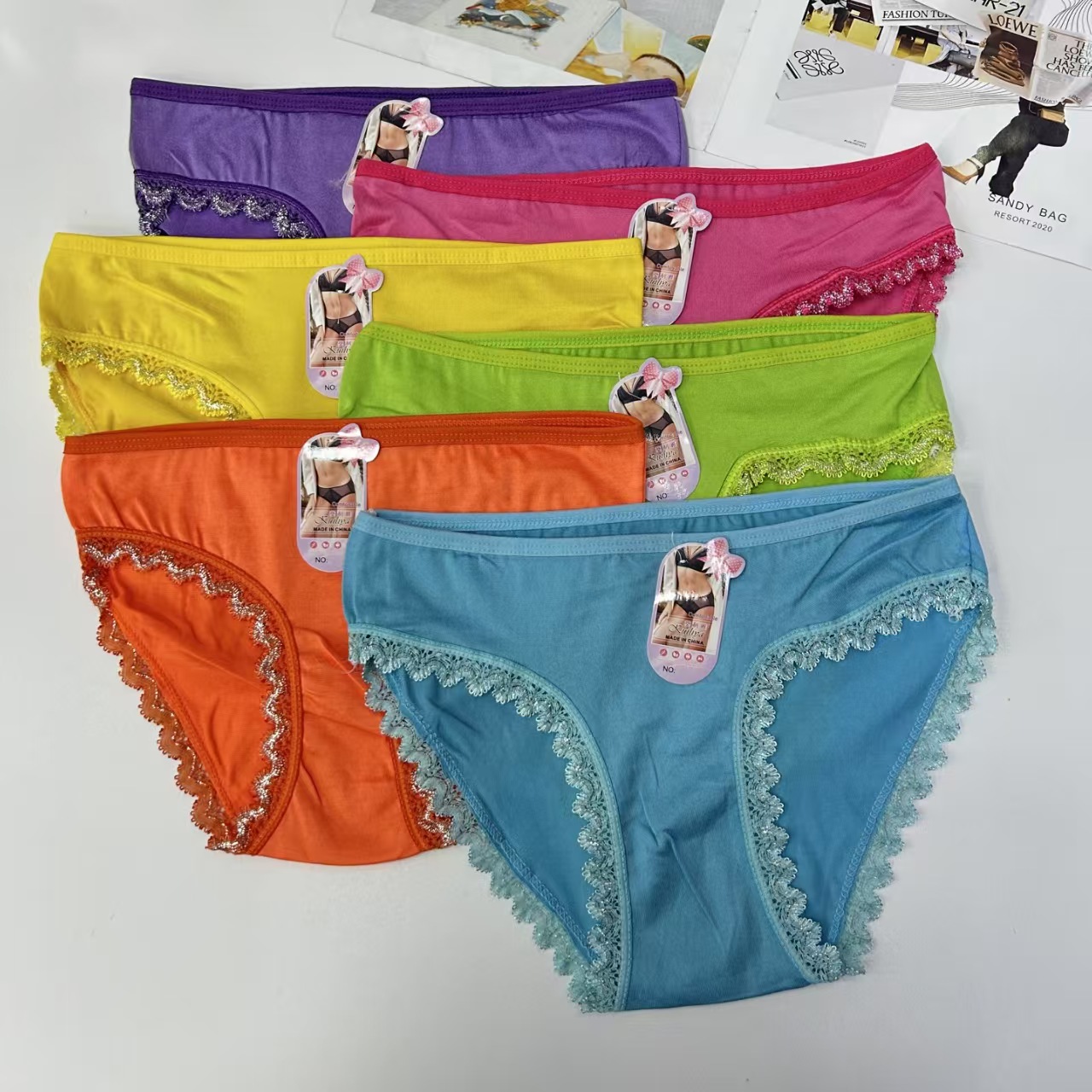 DD-551-2 #XL Export Underwear, Women's underwear, Milk Silk Print lace edge Women's underwear, Sexy solid color Women's underwear, Women's triangle underwear, underwear QNI Item Picture