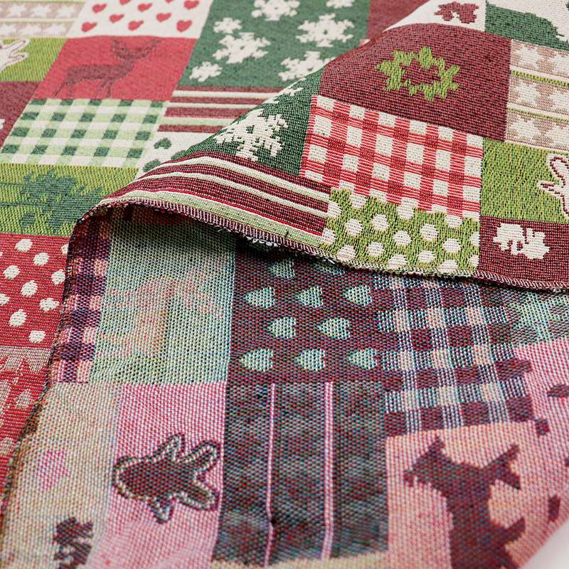 Christmas-themed tablecloth, polyester-cotton yarn-dyed fabric, DIY throw pillow fabric clothing Specification image