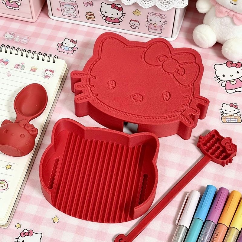 【 Bean Building Tools 】hello Kitty Bean spatula, cute bean building cartoon with cover storage tray, a complete set of beginner bean building tools 3d printed details Picture