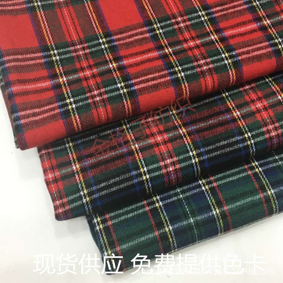 Christmas checkered flannel shirt fabric, pleated skirt, shoes, hats, bags fabric, polyester-cotton blended yarn-dyed checkered fabric, durable and attractive details Picture