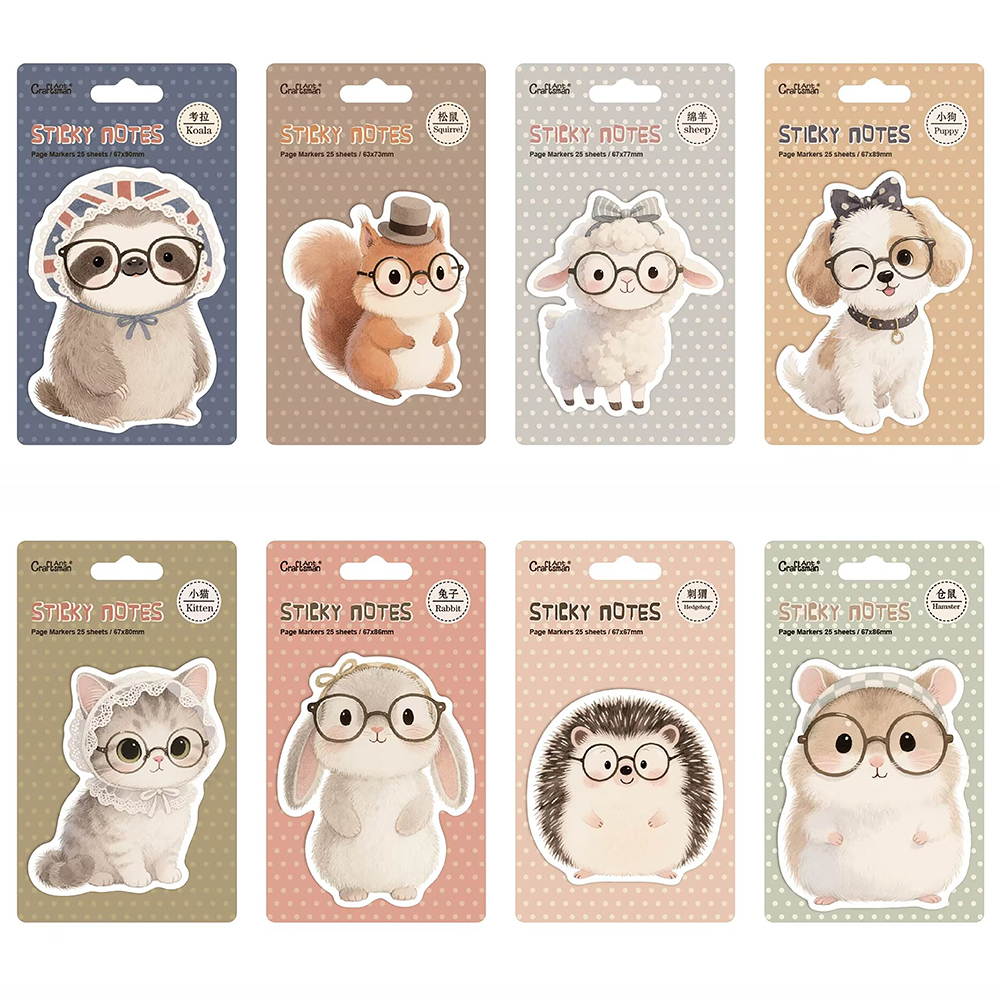 Cute Cartoon Animal Shaped Sticky Notes, Kawaii Irregular Self‑Adhesive Memo Pads for Journaling, Office & School Stationery thumbnail