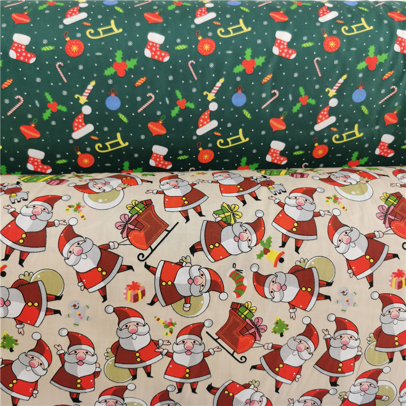 Best-selling Santa Claus printed fabric, all-cotton twill fabric, pure cotton patchwork