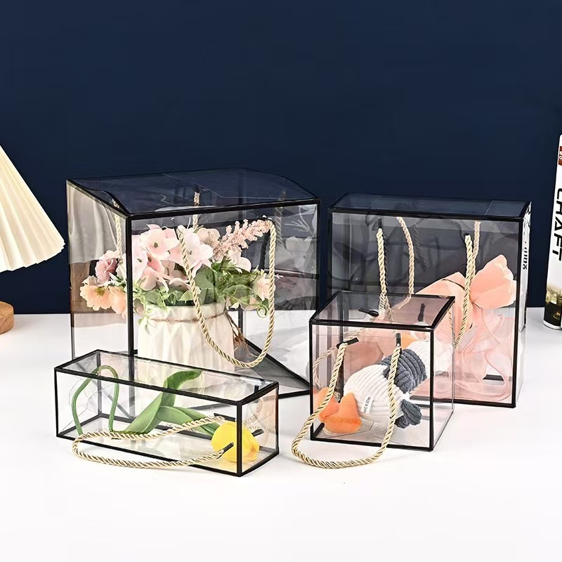 Nut food bags, coffee bags, universal plastic bags for flowers, pvc hand-held gift boxes, candies and snacks for Dragon Boat Festival, Mid-Autumn Festival and Christmas, thickened PET plastic boxes for souvenirs Specification image