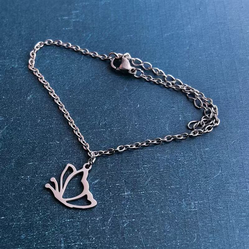 Cross-border foreign trade titanium steel and stainless steel creative hollowed-out animal butterfly DIY jewelry accessories, bracelets, pendants and pendants trend Item Picture