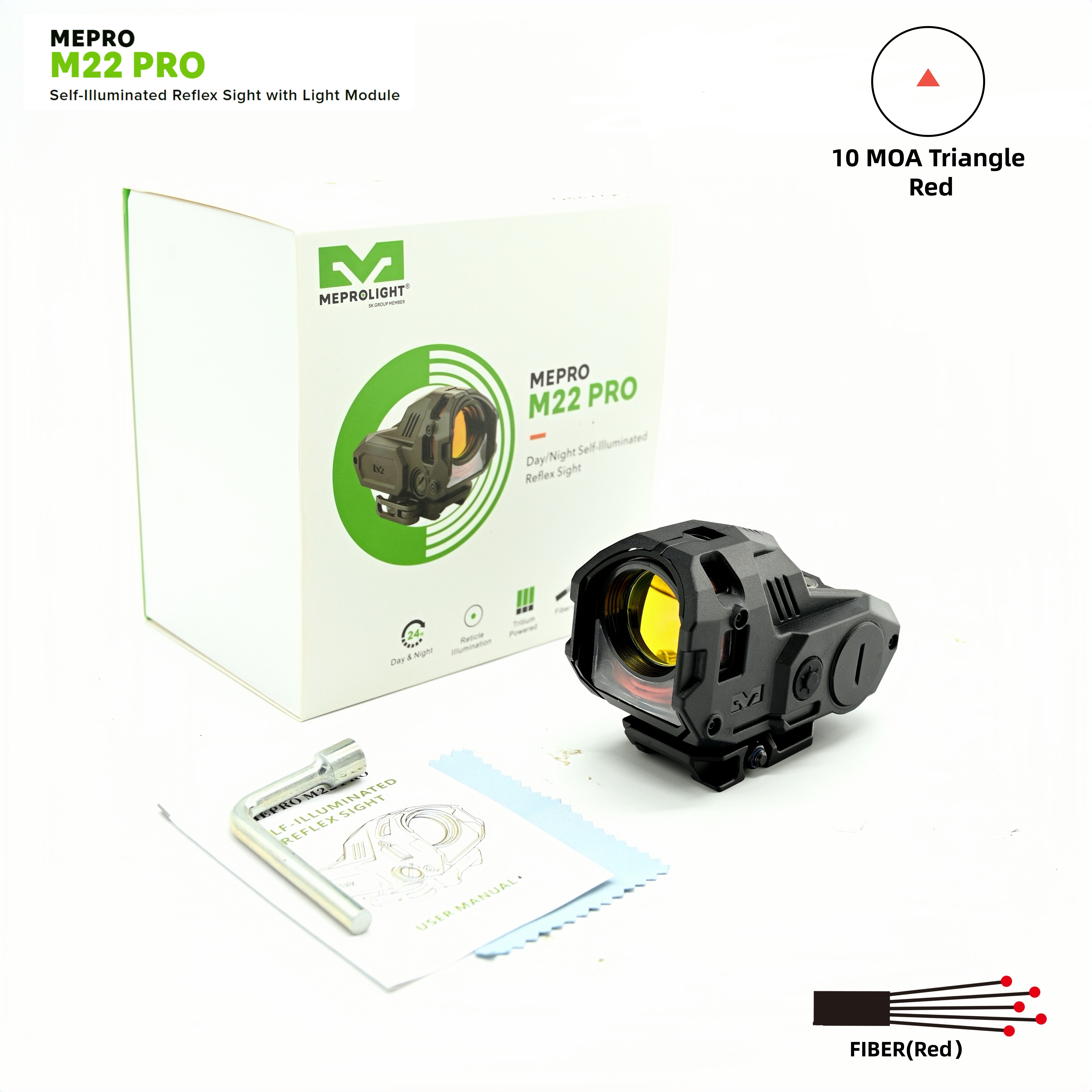 火狼新款高质量M22Pro小跑车户外真光纤瞄准器胶合玻璃超轻内红点
