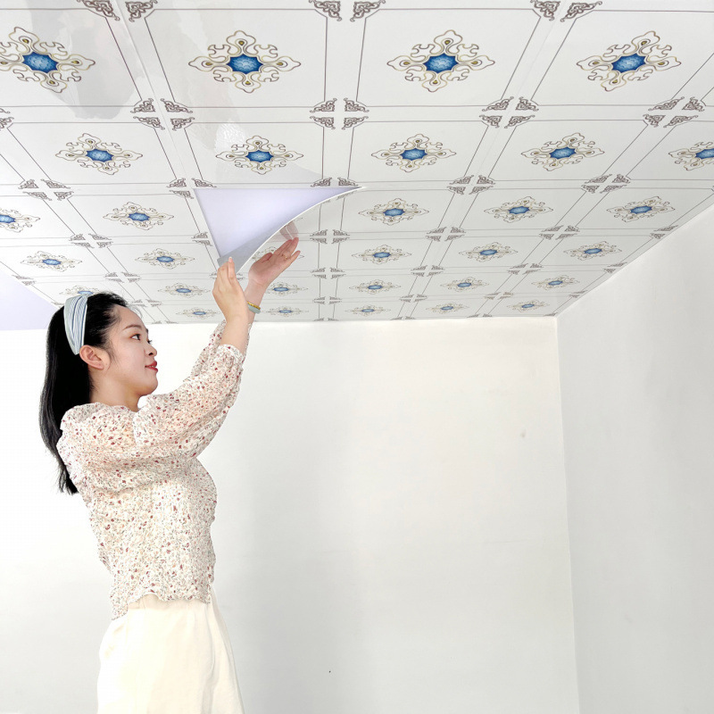 Ceiling stickers, self-adhesive wallpaper, bathroom ceiling self-installation, roof decoration and concealment, aluminum-plastic board self-adhesive wall stickers detail image 6