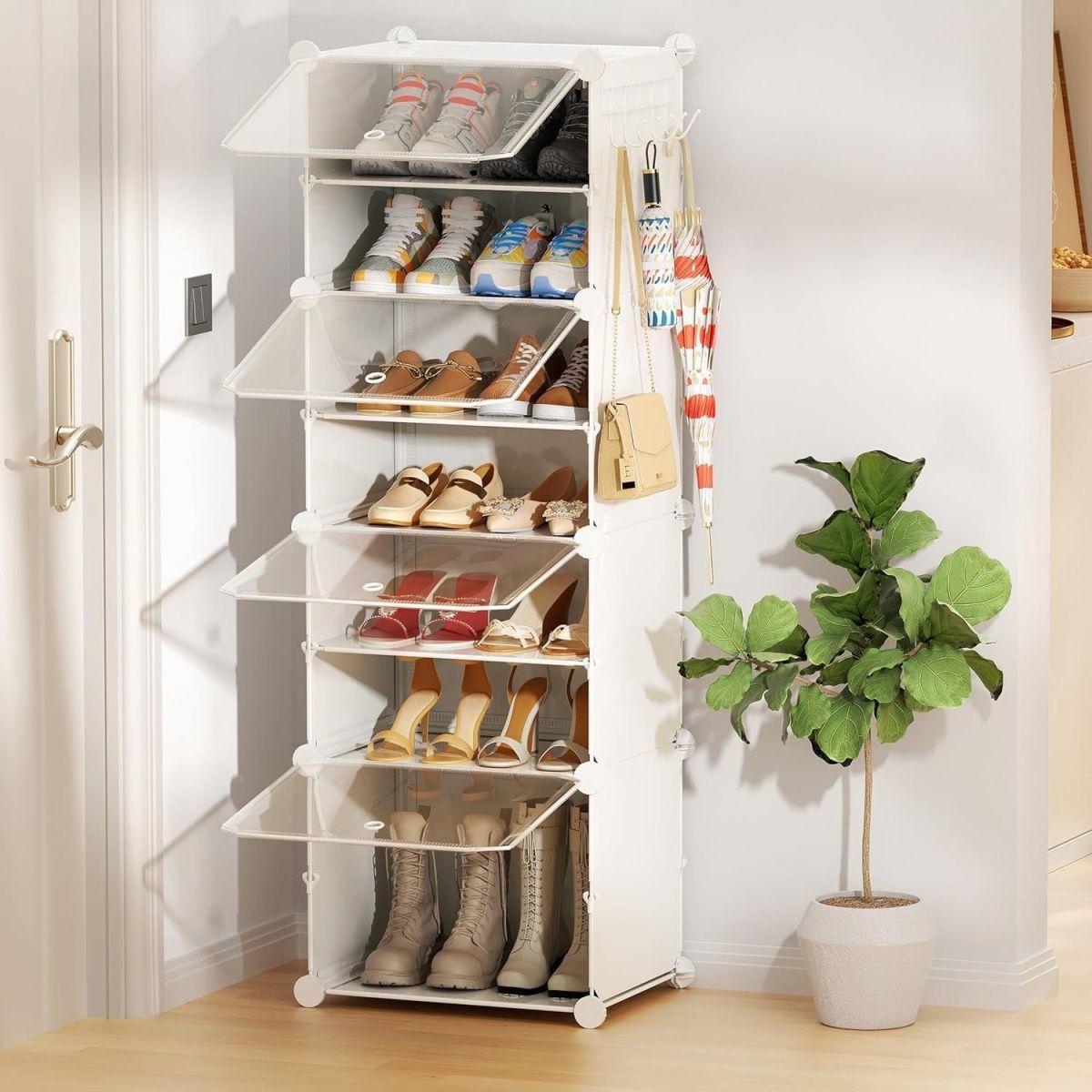 Simple shoe rack assembly, shoe cabinet, plastic storage rack, dust-proof door, household multi-functional storage rack, economical storage detail image 2