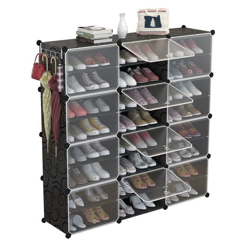 Simple shoe rack assembly, shoe cabinet, plastic storage rack, dust-proof door, household multi-functional storage rack, economical storage Item Picture