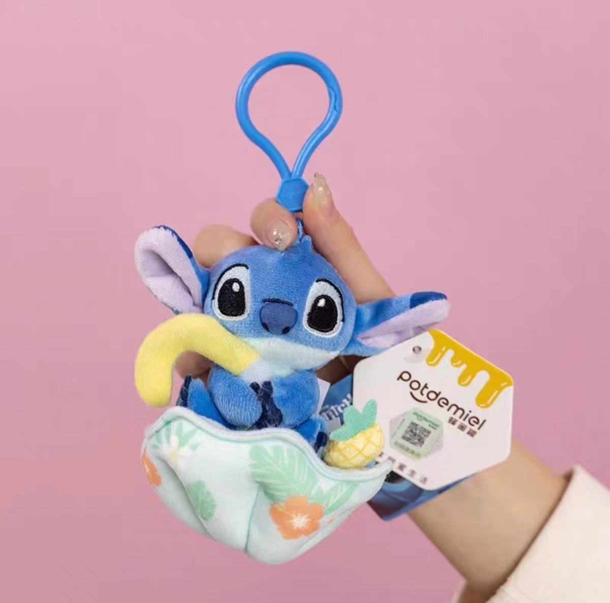 Disney official strawberry Bear pendant, Kiki and Titi doll, plush toy, keychain, schoolbag pendant, cute girl gift details Picture